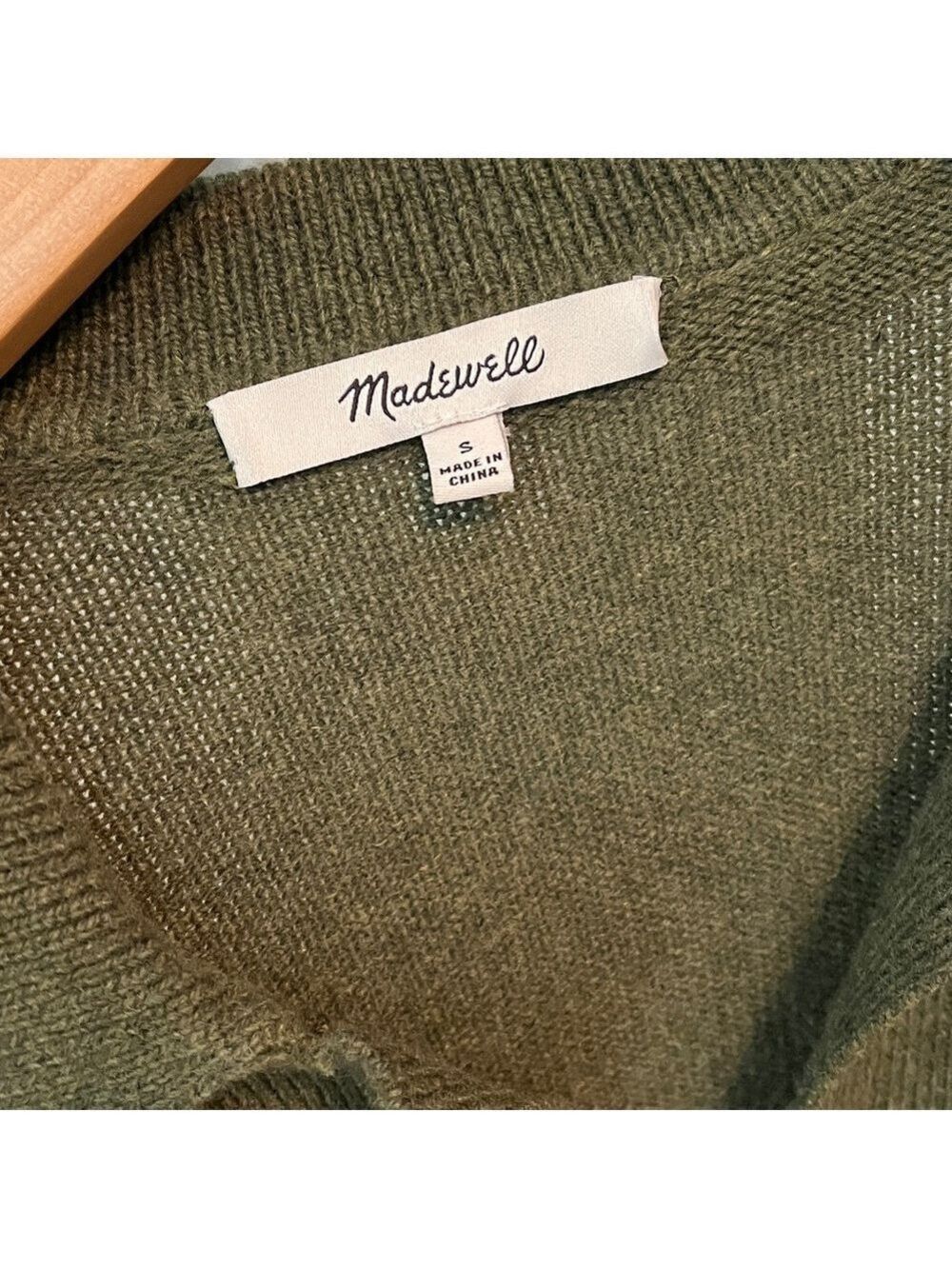 Like New Madewell Polo Sweater Dress Wool Blend Green oversized small - Picture 5 of 6